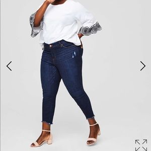 Loft Plus Skinny Chewed Hem in Dark Indigo